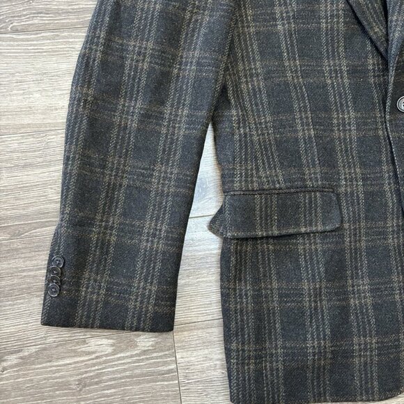 Tommy Hilfiger 40R Brown Sport Coat Blazer Jacket Check 100% Wool Made In Haiti - Picture 6 of 16